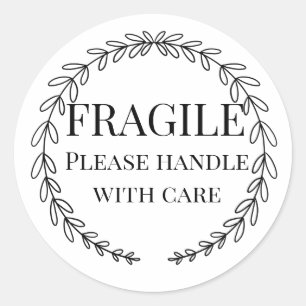 Adesivo Redondo Frágil, por favor, manuseie cuidadosamente o amare