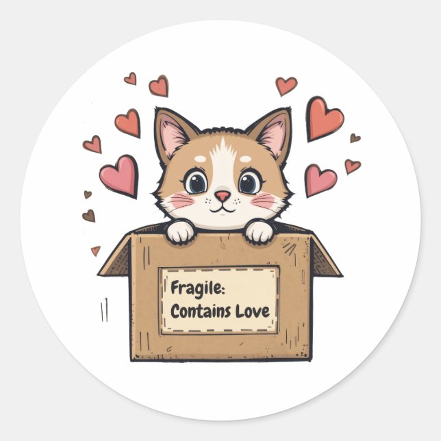 Adesivo Redondo Fragile: Contains Love (Frente)