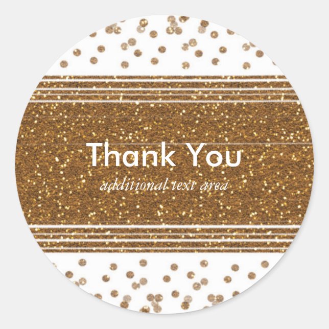 Adesivo Redondo Fragmento branco escovado Dourado Vinhetas do Part (Frente)