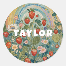 Adesivo Redondo Fragmento de Morango Whimsical