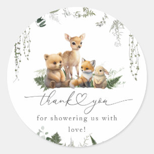 Adesivo Redondo Fralda de Chás de fraldas Neutros de Woodland Anim