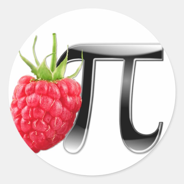 Adesivo Redondo Framboesa e símbolo Pi (Frente)