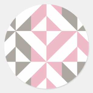 Adesivo Redondo Framboesa rosa e ZigZag geométrica prateada