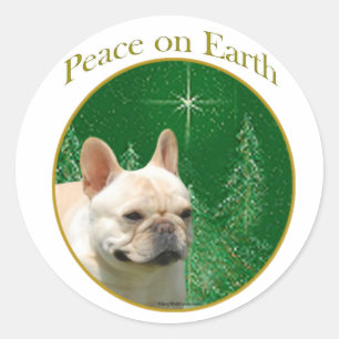 Adesivo Redondo França Buldogue Peace