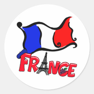 Adesivo Redondo França com produtos de bandeira