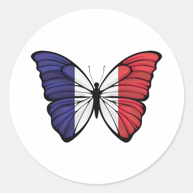Adesivo Redondo França Hypolimnas Butterfly (Frente)