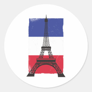 Adesivo Redondo França Paris Bandeira francesa