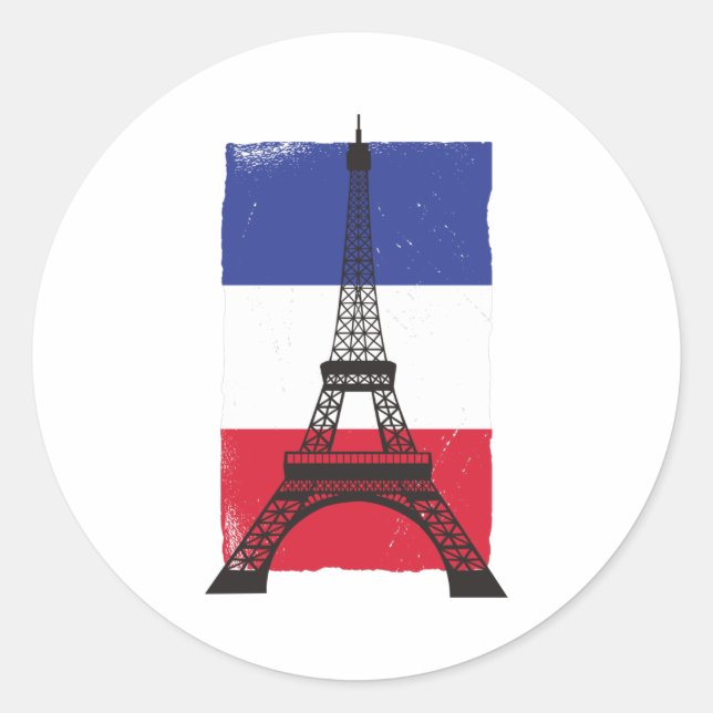 Adesivo Redondo França Paris Bandeira francesa (Frente)