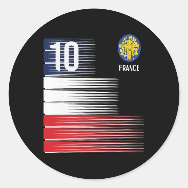 Adesivo Redondo France Flag Number 10 French Soccer Men Women Boys (Frente)