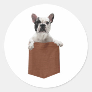Adesivo Redondo Francês Buldogue Francês Para Cachorros Pocket