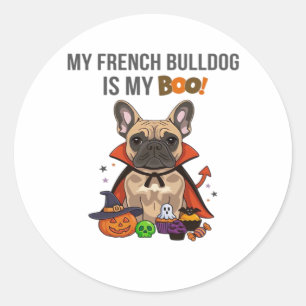 Adesivo Redondo Francês Buldogue Halloween Costume My French Bulld