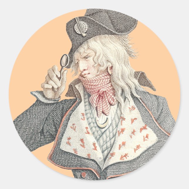 Adesivo Redondo Francês Elegante do século XVIII com Monáculo (Frente)