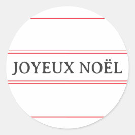 Adesivo Redondo Francês "Joyeux Noël" Red Stripe Natal