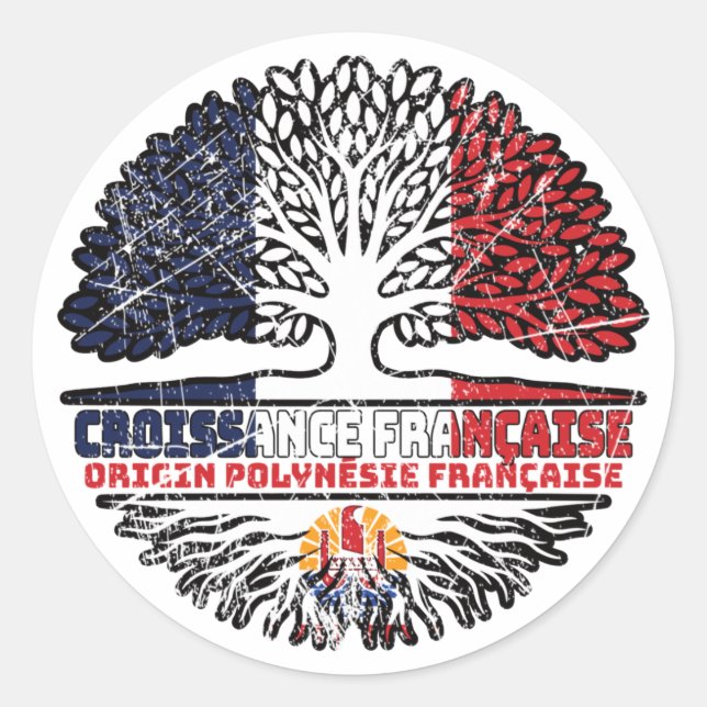 Adesivo Redondo Francês Polinésia Francesa Polinésia Francesa Fran (Frente)