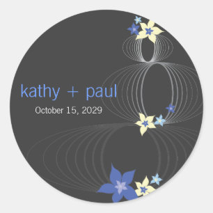 Adesivo Redondo Frangipani Roxo Tropical Favor de Casamento Ikeban