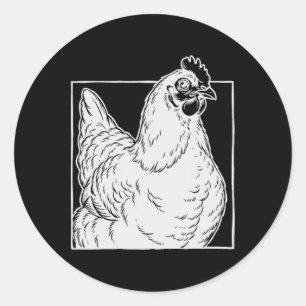 Adesivo Redondo Frango Black Australorp - Arte de Fazenda Vintage