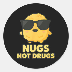 Adesivo Redondo Frango Cartoon Engraçado Nugs Não Drogas
