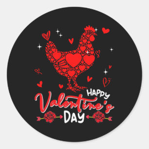 Adesivo Redondo Frango Corações em Forma de Valentine Floral Agric