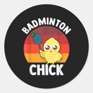 Adesivo Redondo Frango de Badminton Jogador de Badminton Peteca Es