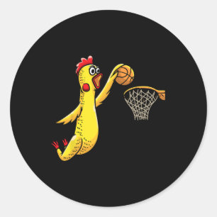 Adesivo Redondo Frango De Borracha Divertida Jogando Bysketbyll Pl