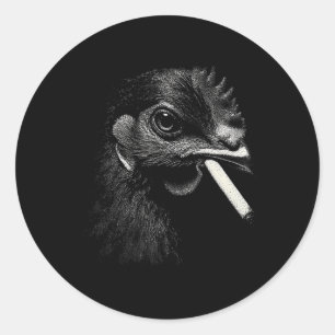 Adesivo Redondo Frango de granja ousado fumando ícone estilo urna