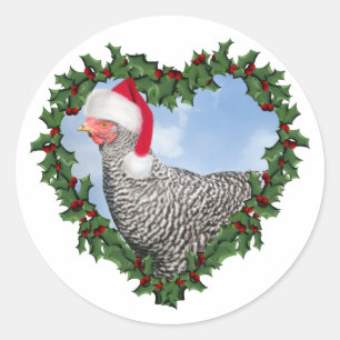Adesivo Redondo Frango de Natal * Barred Rock