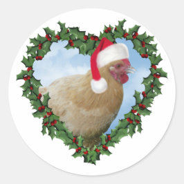 Adesivo Redondo Frango de Natal * Buff Orpington