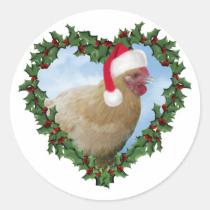 Adesivo Redondo Frango de Natal * Buff Orpington