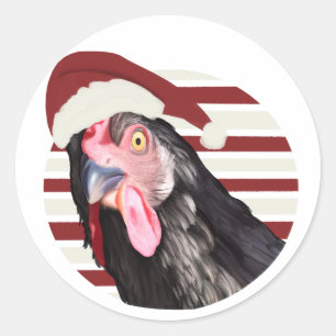 Adesivo Redondo Frango de Natal Engraçado