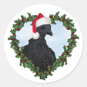 Adesivo Redondo Frango de Natal * Svart Hona