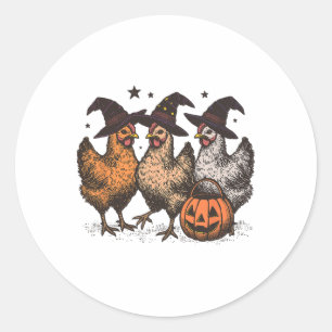 Adesivo Redondo Frango de outono de Halloween Abóbora ou tratament