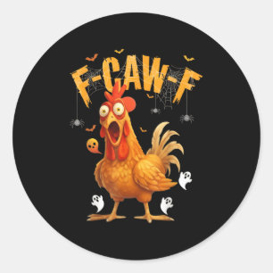 Adesivo Redondo Frango Fantasma de Halloween F-caw-f