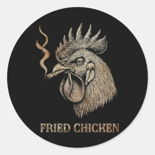 Adesivo Redondo Frango Frito Fumando Maconha Doidão