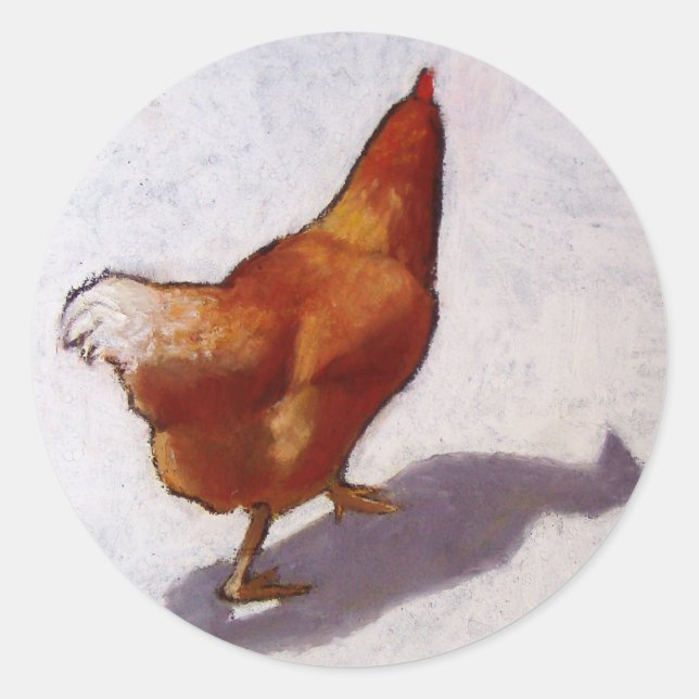 ADESIVO REDONDO FRANGO NO PASTEL DE ÓLEO (Frente)