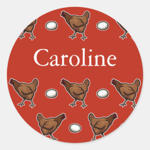 Adesivo Redondo Frango ou ovo, adicione seu nome