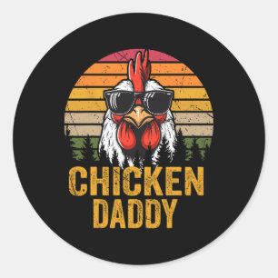 Adesivo Redondo Frango Papai Vintage Galo Para Pai Fazendeiro Pai