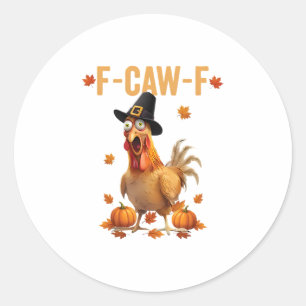 Adesivo Redondo Frango Peregrino F-caw-f Engraçado Dia de Ação de