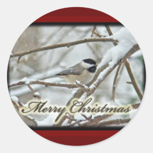 Adesivo Redondo Frango preto de Natal em neve