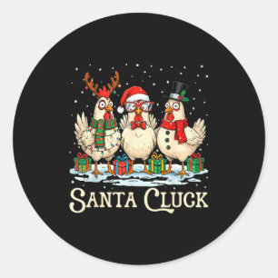 Adesivo Redondo Frango Santa Cluck Natal Animal de Fazenda Engraça