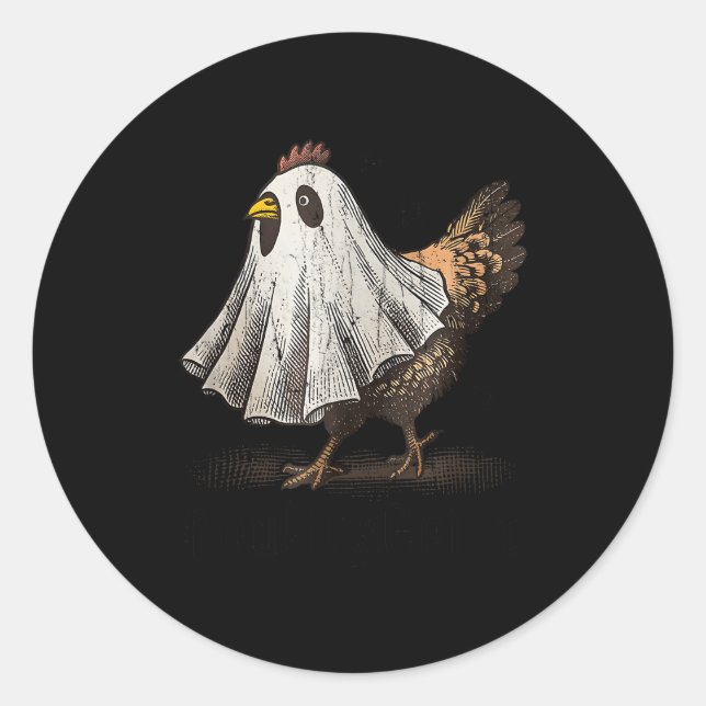 Adesivo Redondo Frango Ultrygeist, Fantasma de Frango, Halloween D (Frente)
