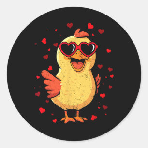 Adesivo Redondo Frango Valentin Sungles Coração Bonito Amantes 