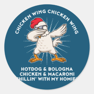 Adesivo Redondo Frango Wing Galinha Wing Canções de Camisa Lyric H