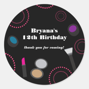 Adesivo Redondo Frangos cor-de-rosa Pretos, Partido de Maquiagem F