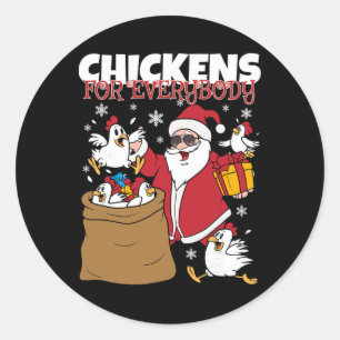 Adesivo Redondo Frangos Para Todos Camiseta Divertida de Natal par