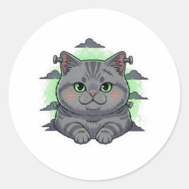 Adesivo Redondo Frankenbrit - Halloween de Cat Shorthair Britânico