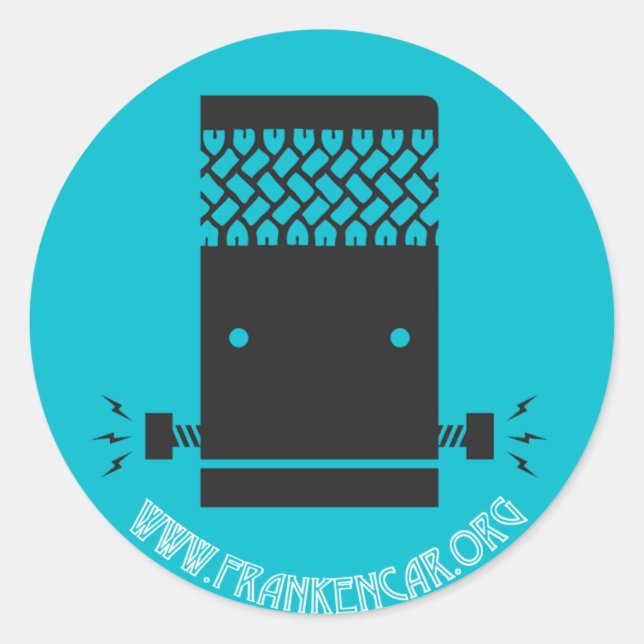 Adesivo Redondo Frankencar Sticker com Web site (Frente)