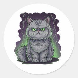 Adesivo Redondo FrankenPersian - Frankenstein Persian Cat