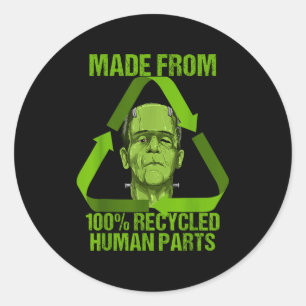 Adesivo Redondo Frankenstein Feito a Partir de 100% Peças Humanas
