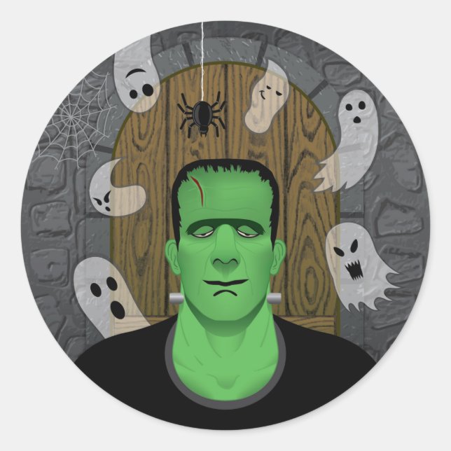 Adesivo Redondo Frankenstein & Ghosts Sticker (Frente)