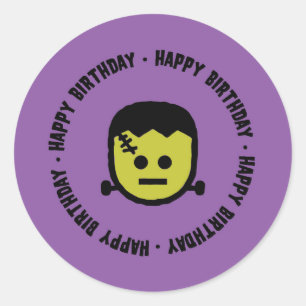 Adesivo Redondo Frankenstein Halloween Birthday Stickers